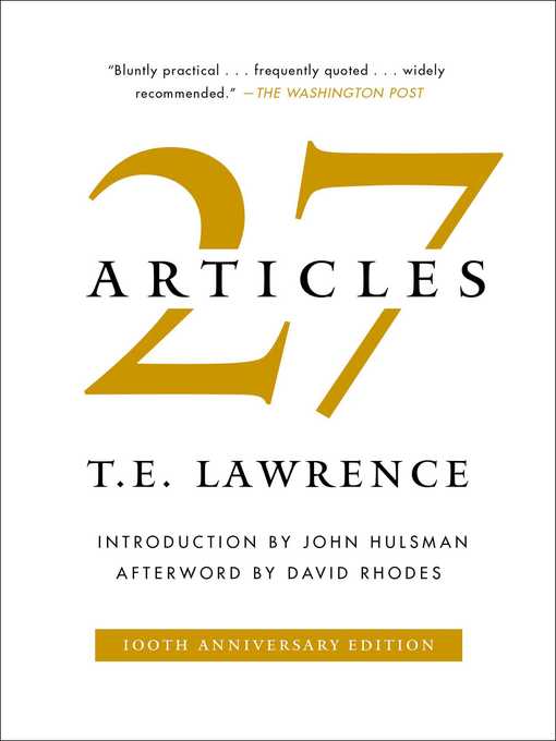 Title details for 27 Articles by T. E. Lawrence - Wait list